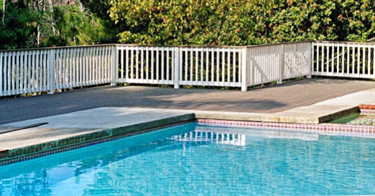 Pool with white Metal Fence Picture