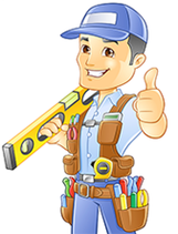 Cartoon Handyman Thumbs Up with tools